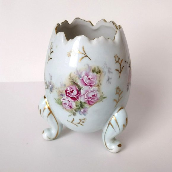 INARCO Accents Vintage Inarco Egg Shaped Vase Three Legs Cracked
